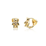 Teddy Bear Hoop Earrings with CZ • Nickle Free • 18K Gold Plated • Valentine's Day Gift • Cute Animal-Themed Earrings • 4 Pieces