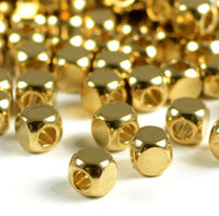 4mm Cube Beads in Raw Brass with 2.6mm Hole, Retail & Wholesale (B002-4-BR)