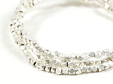 Diamond Cut Faceted Jewelry Beads in MATTE SILVER 2.5mm with 1mm Large Hole, 190+ Pieces per Strand, Clearance (B001MS-25MM)